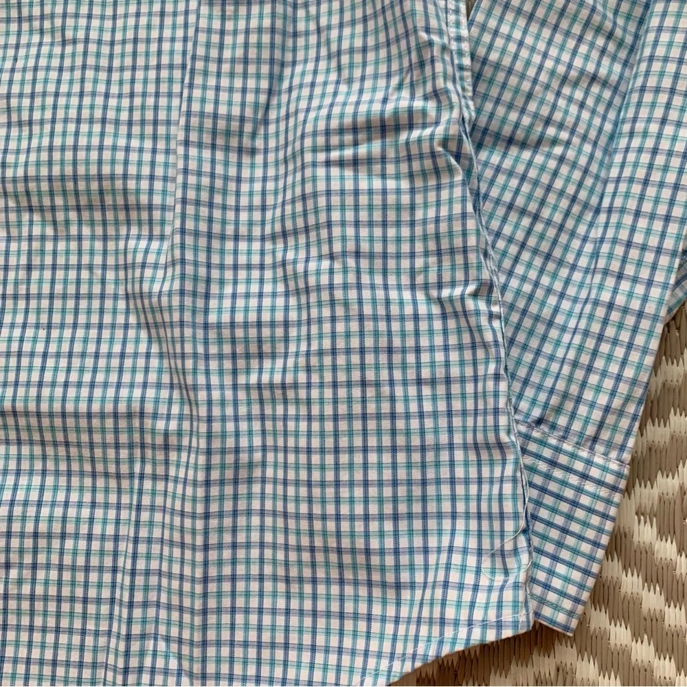 Banana Republic Light Blue Plaid Gingham Long Sleeve Button Down Shirt Slim M